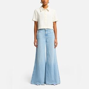 7 For All Mankind Willow Pallazo Wide Leg Jeans Size 26 Indigo Linen New $258